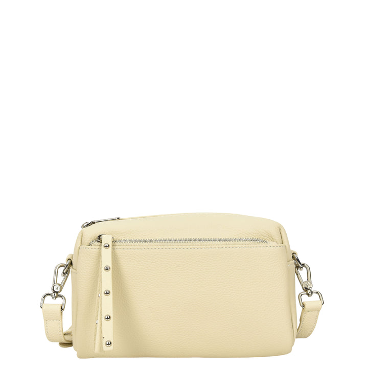 Womens Real Leather Small Shoulder Crossbody Bag Casual Pouch Zeno Off White