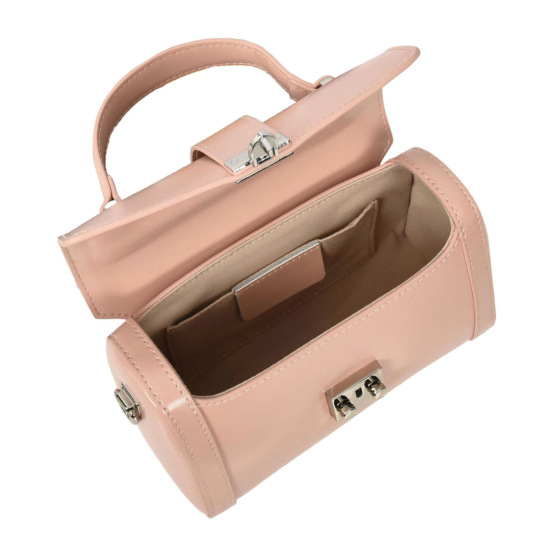 Women's Glazed Leather Handbag Mini Size Fashion Bag Top Handle HOL2613 Pink
