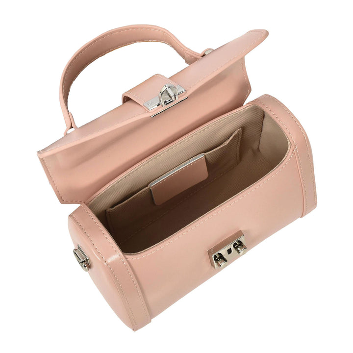 Women's Glazed Leather Handbag Mini Size Fashion Bag Top Handle HOL2613 Pink