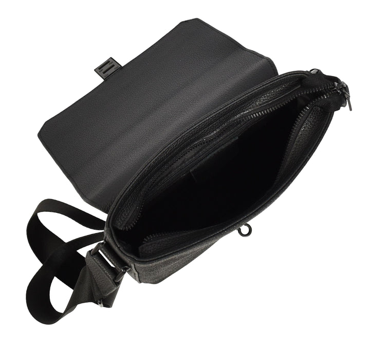 Men's Real Leather Crossbody Messenger Bag Elian Black
