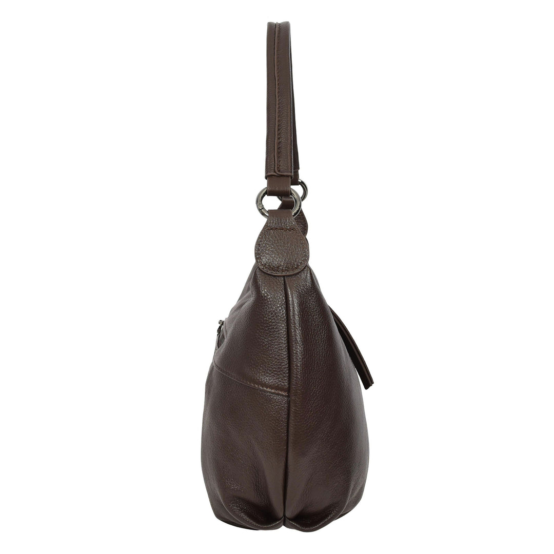 Womens Real Leather Shoulder Bag 2-in-1 Cross Body Casual Style Hobo Callie Brown