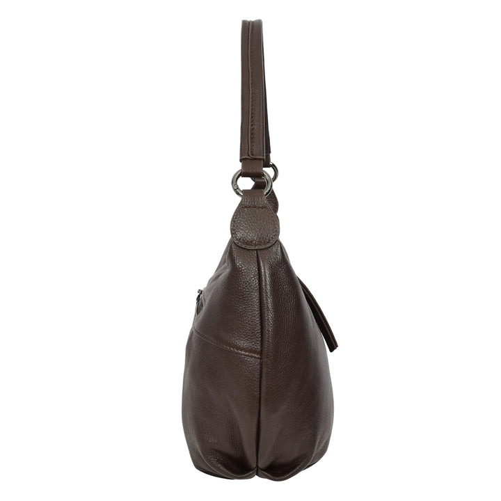 Womens Real Leather Shoulder Bag 2-in-1 Cross Body Casual Style Hobo Callie Brown