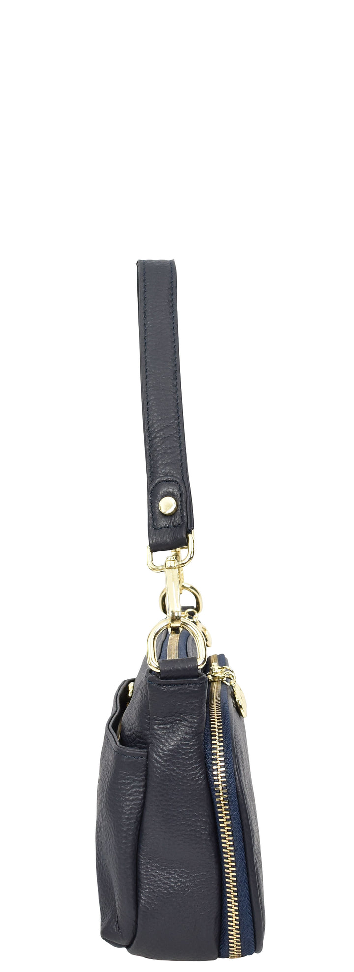 Womens Real Leather Shoulder Bag with Adjustable Strap Zelda Navy
