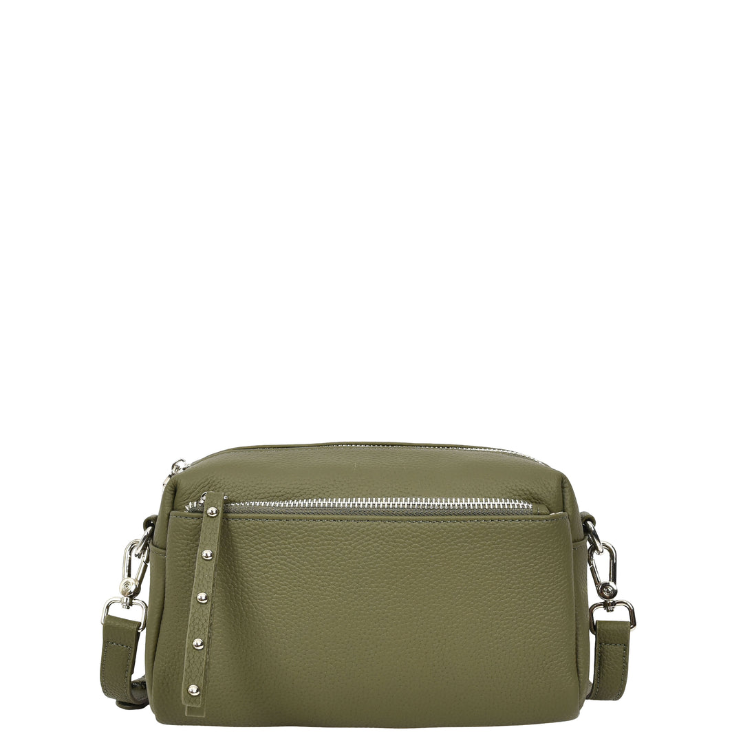 Womens Real Leather Small Shoulder Crossbody Bag Casual Pouch Zeno Green