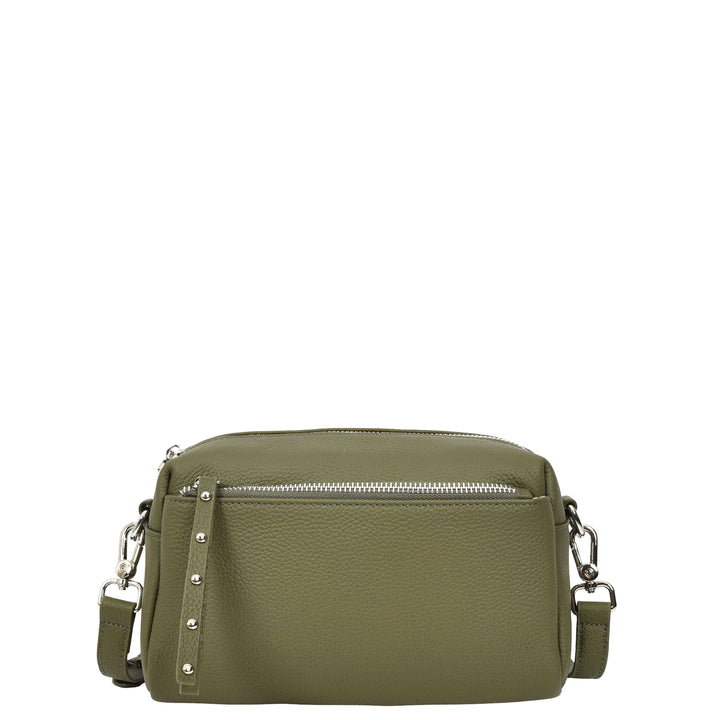 Womens Real Leather Small Shoulder Crossbody Bag Casual Pouch Zeno Green