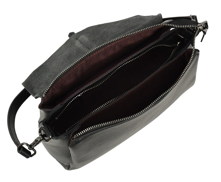 Women's Premium Leather Shoulder Bag 2-in-1 Style Handbag  Zelia Black