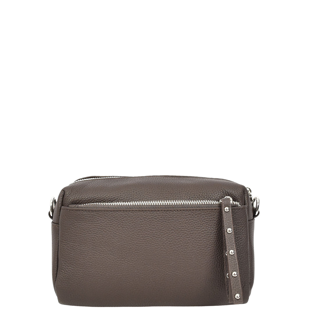 Womens Real Leather Small Shoulder Crossbody Bag Casual Pouch Zeno Brown