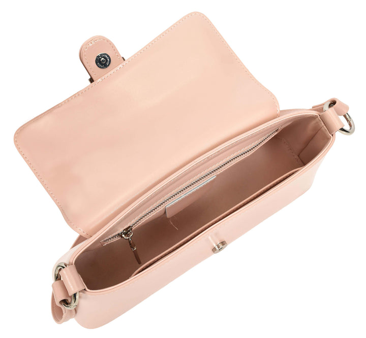 Women's Glazed Leather Small Handbag 2-in-1 Style Xyla Pink