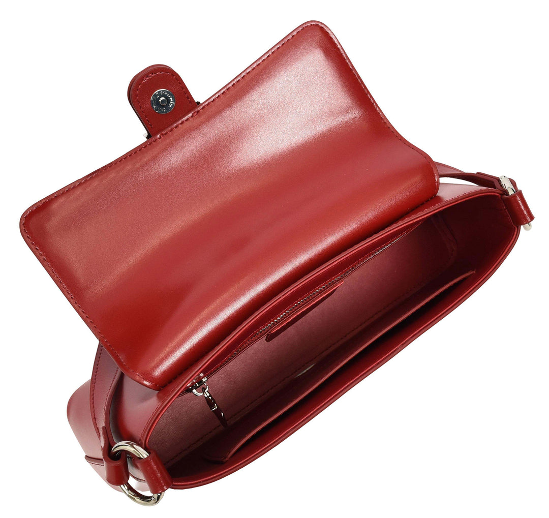 Women's Glazed Leather Small Handbag 2-in-1 Style Xyla Red