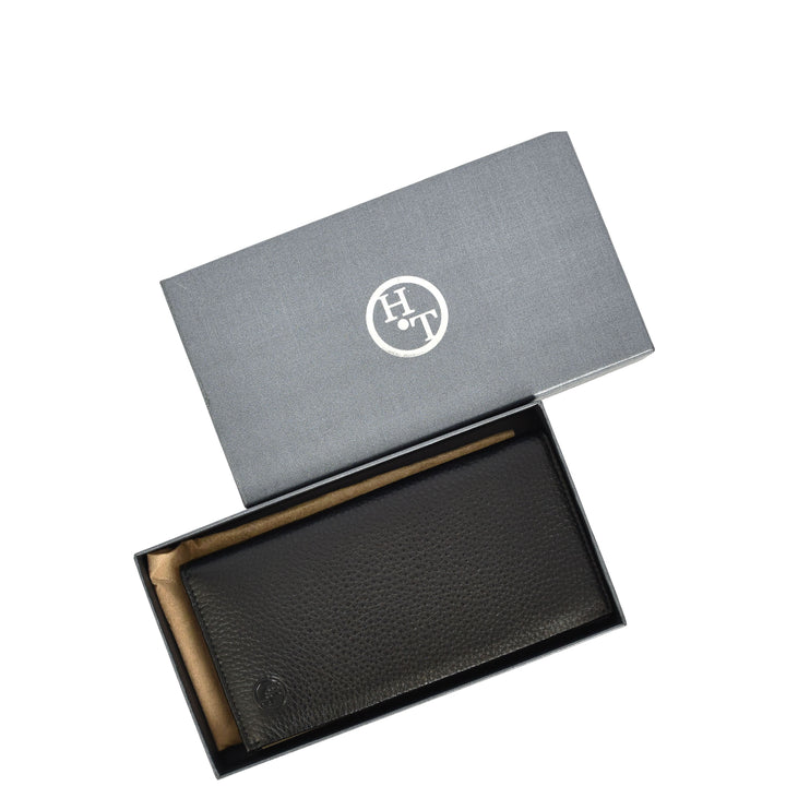 Mens Real Leather Breast Wallet Magnetic Closure Multi Card Velzo Black