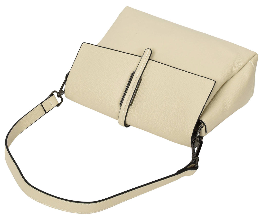 Women's Premium Leather Shoulder Bag 2-in-1 Style Handbag  Zelia Off-White