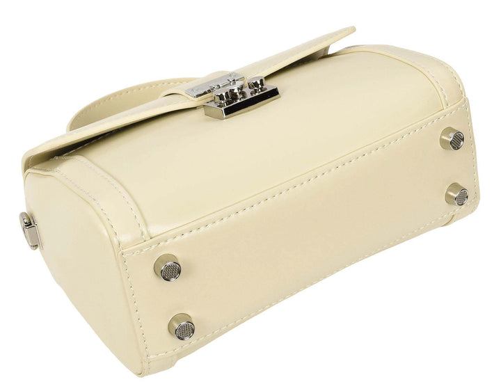Women's Glazed Leather Handbag Mini Size Fashion Bag Top Handle HOL2613 Off-White