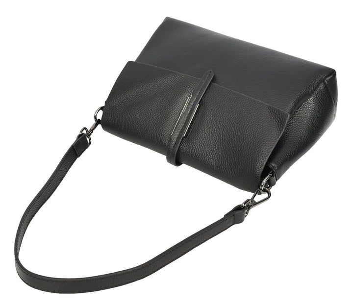 Women's Premium Leather Shoulder Bag 2-in-1 Style Handbag  Zelia Black