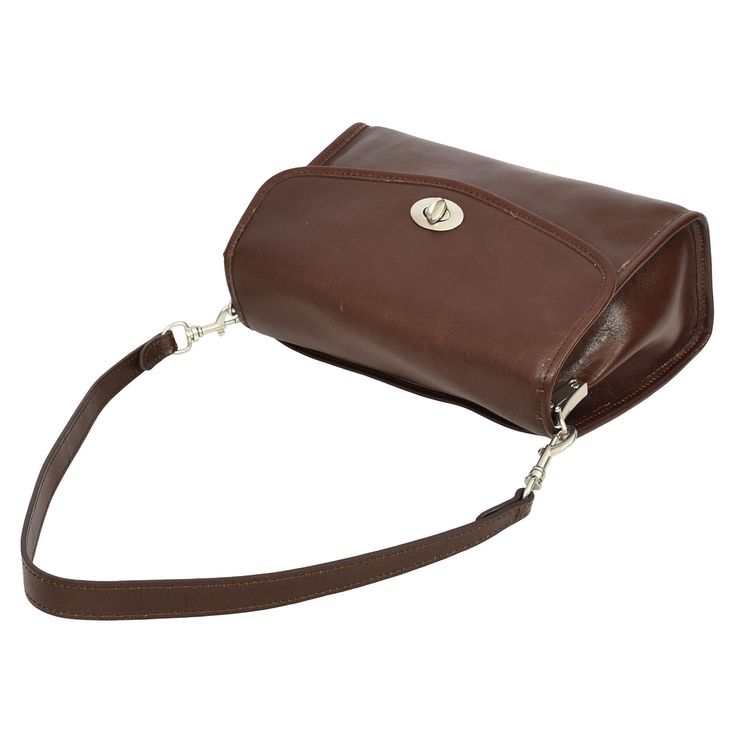 Women's Genuine Leather Flap-Over Crossbody Shoulder Bag with 2-in-1 Style Arden Coffee