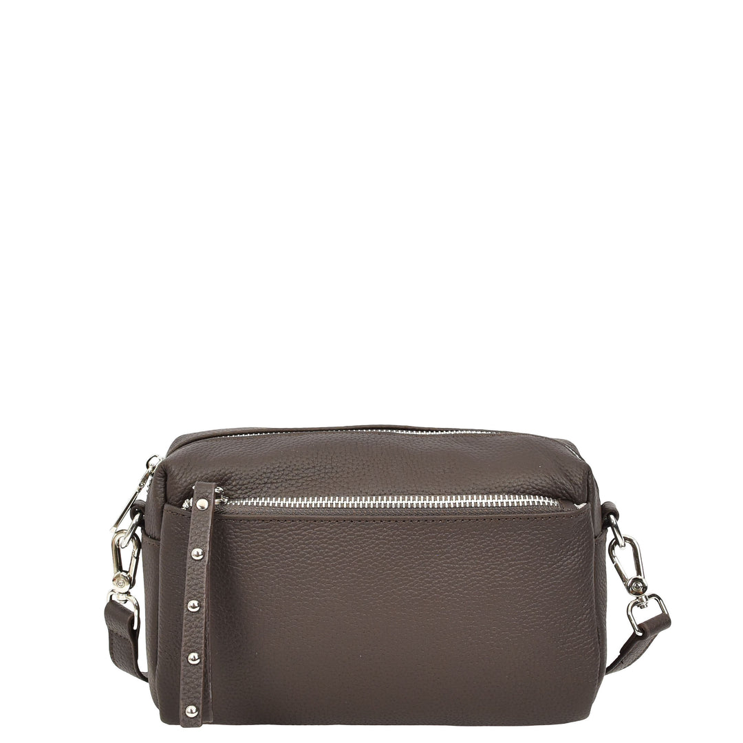 Womens Real Leather Small Shoulder Crossbody Bag Casual Pouch Zeno Brown