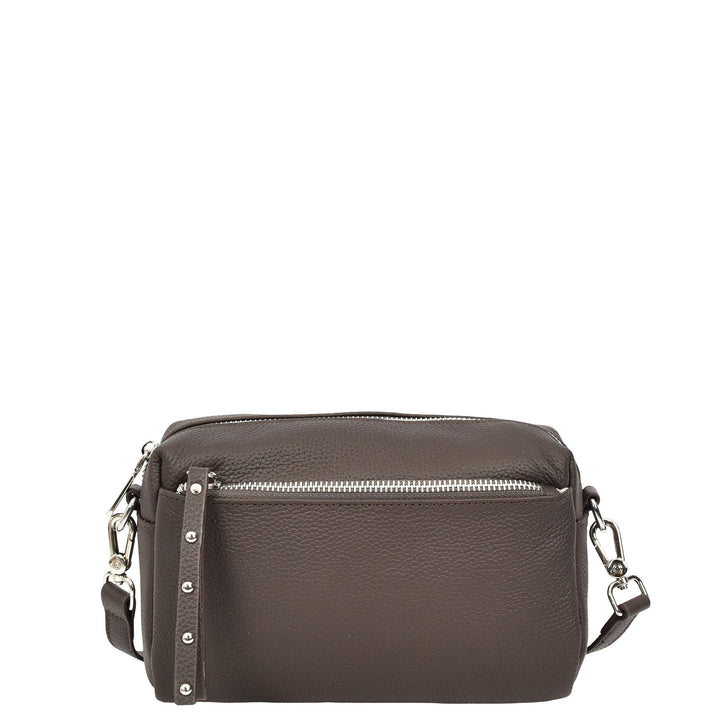Womens Real Leather Small Shoulder Crossbody Bag Casual Pouch Zeno Brown