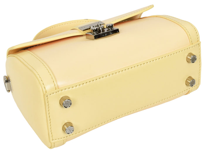 Women's Glazed Leather Handbag Mini Size Fashion Bag Top Handle HOL2613 Yellow