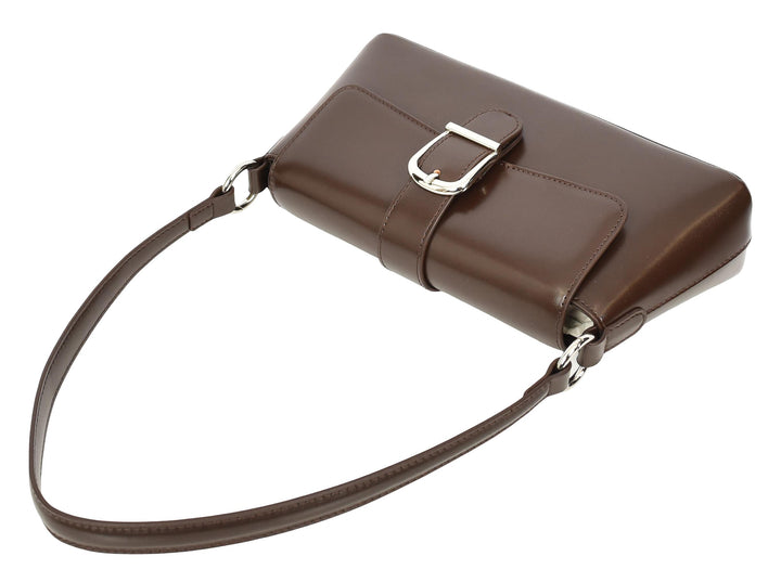 Women's Glazed Leather Small Handbag 2-in-1 Style Xyla Brown