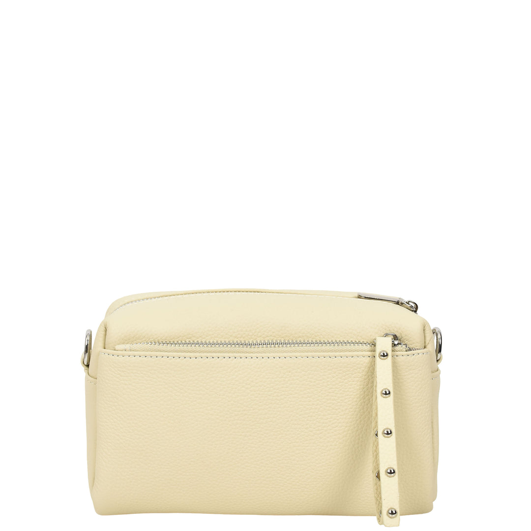 Womens Real Leather Small Shoulder Crossbody Bag Casual Pouch Zeno Off White