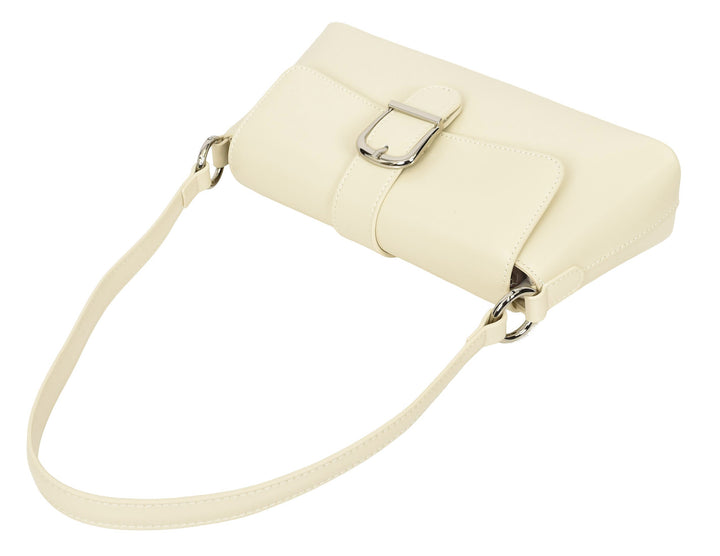 Women's Glazed Leather Small Handbag 2-in-1 Style Xyla Off-White