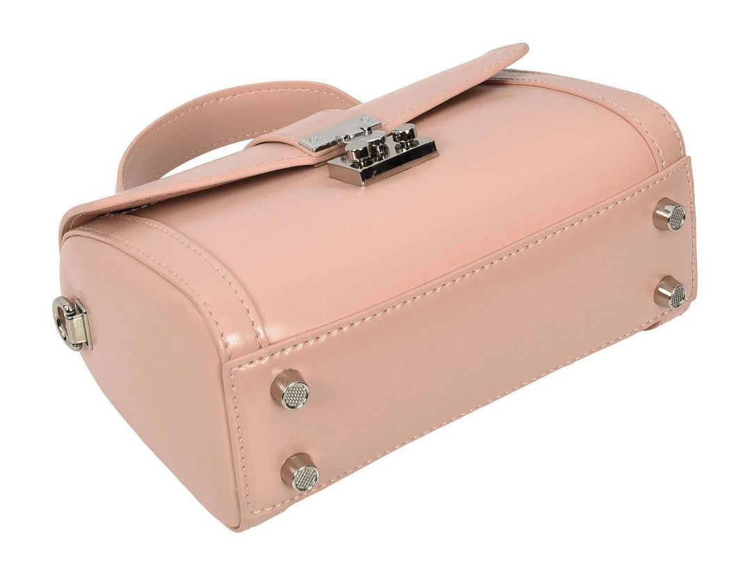 Women's Glazed Leather Handbag Mini Size Fashion Bag Top Handle HOL2613 Pink