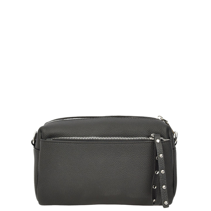 Womens Real Leather Small Shoulder Crossbody Bag Casual Pouch Zeno Black