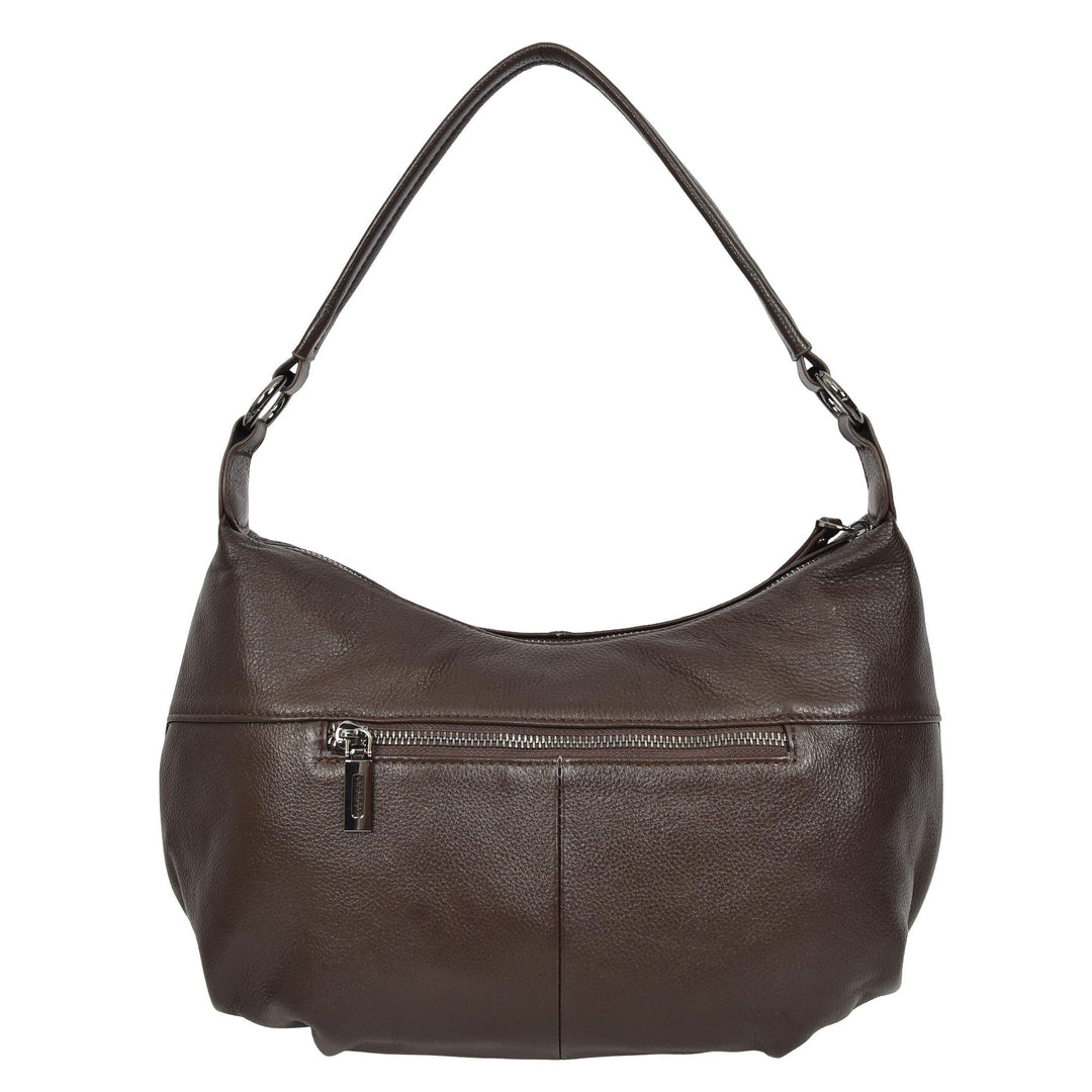 Womens Real Leather Shoulder Bag 2-in-1 Cross Body Casual Style Hobo Callie Brown