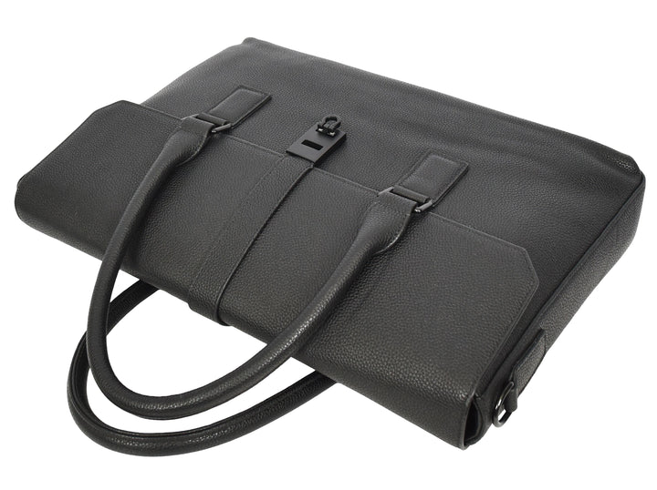 Men's Real Leather Briefcase Laptop Bag Satchel Byron Black