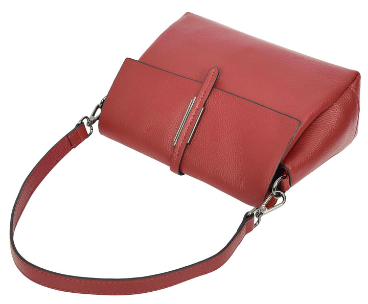 Women's Premium Leather Shoulder Bag 2-in-1 Style Handbag  Zelia Red