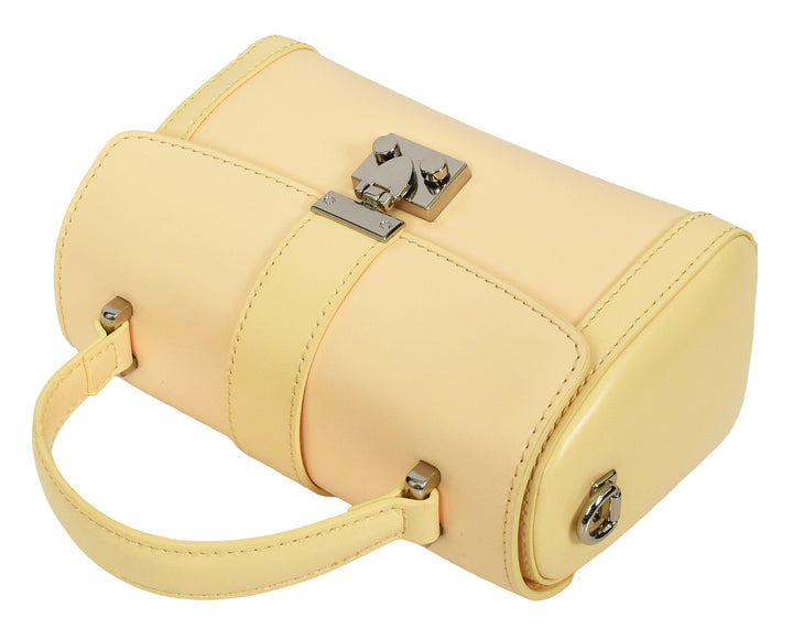 Women's Glazed Leather Handbag Mini Size Fashion Bag Top Handle HOL2613 Yellow