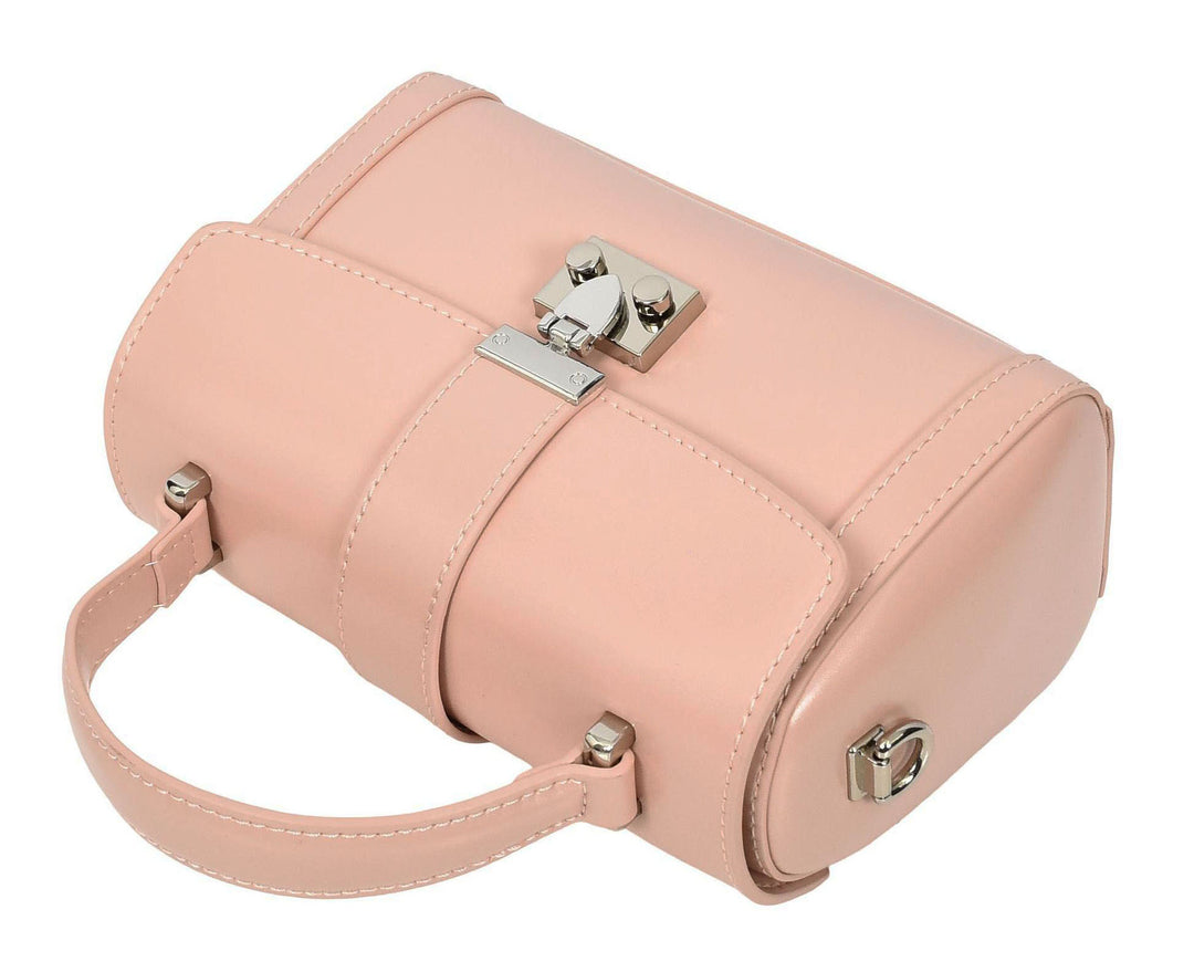 Women's Glazed Leather Handbag Mini Size Fashion Bag Top Handle HOL2613 Pink