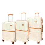 Expandable Wheeled Suitcases Solid Hard Shell PP Luggage Milky Titania