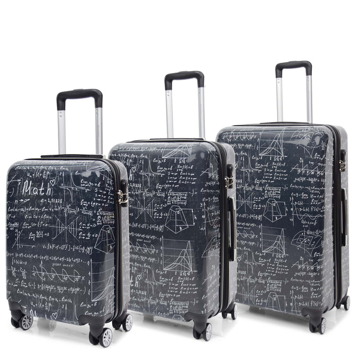 Four Wheel Suitcase Hard Shell Luggage Maths Print