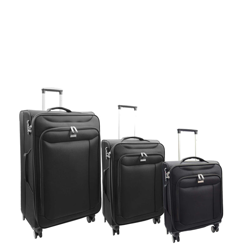 Four Wheel Suitcase Luggage TSA Soft Okayama Black 1
