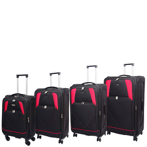 Four Wheel Soft Case Travel Suitcase Luggage Columbia Black 2