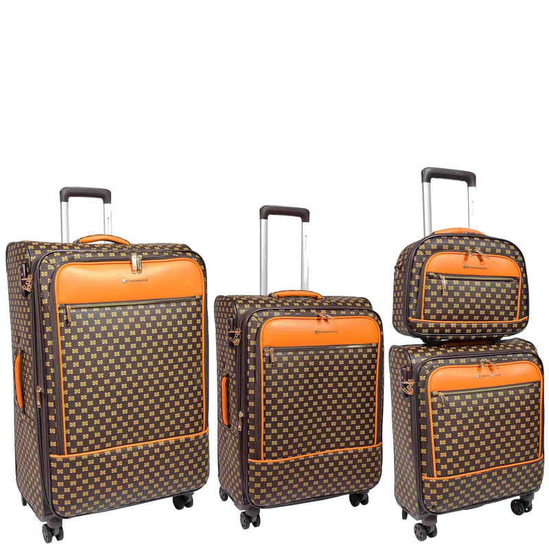 Soft Case 4 Wheeled Expandable PVC Luggage Nagasaki Brown 1