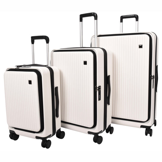 Four Wheel Suitcase Hard Shell Luggage Roamer White-full set