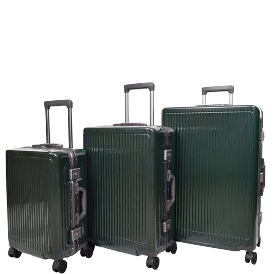 Four Wheel Suitcase Metal Frame Hard Shell Luggage Titan Green- full set