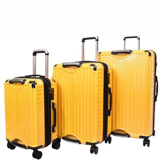 Four Wheel Suitcase Hard Shell Luggage Explorer Yellow- full set