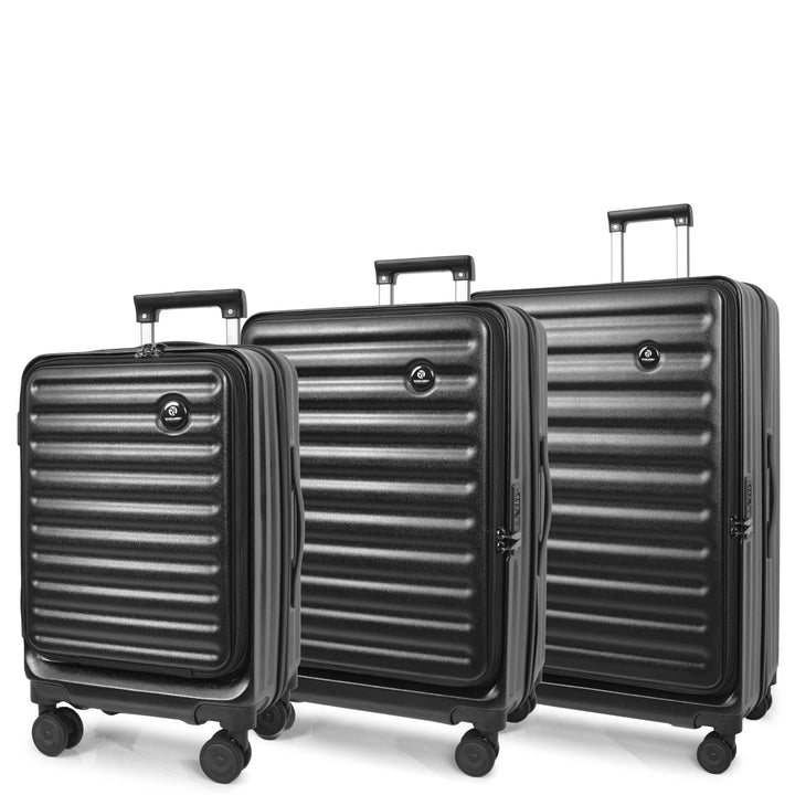 Four Wheel Suitcase Hard Shell Luggage Alaska Black