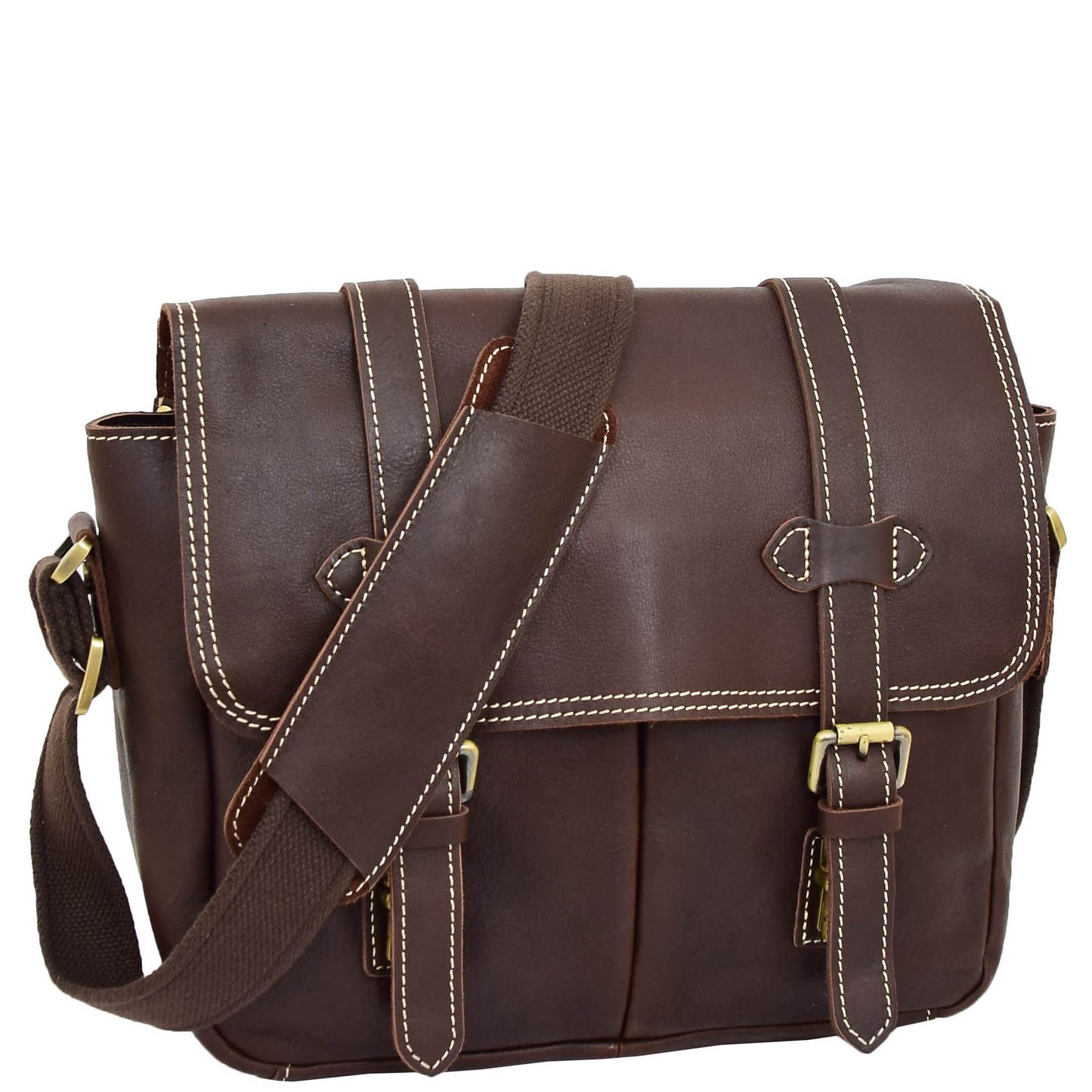 Leather Cross Body Multi Use Camera Organiser Shoulder Bag H8101 Brown 9