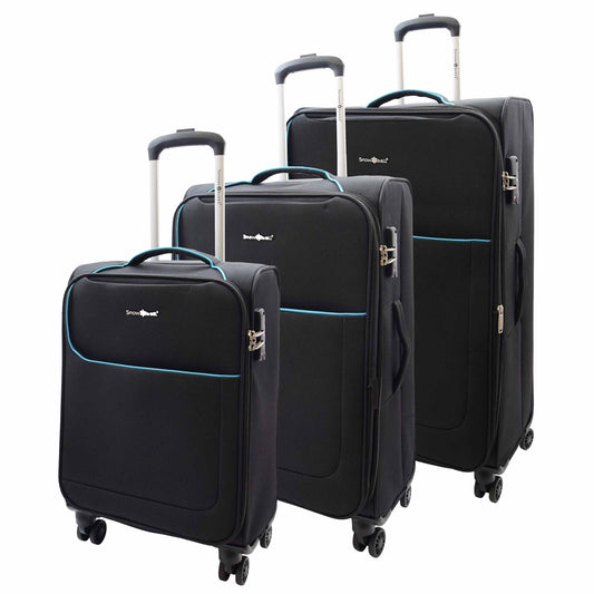 Four Wheel Suitcase Lightweight Soft Luggage HL22 Black