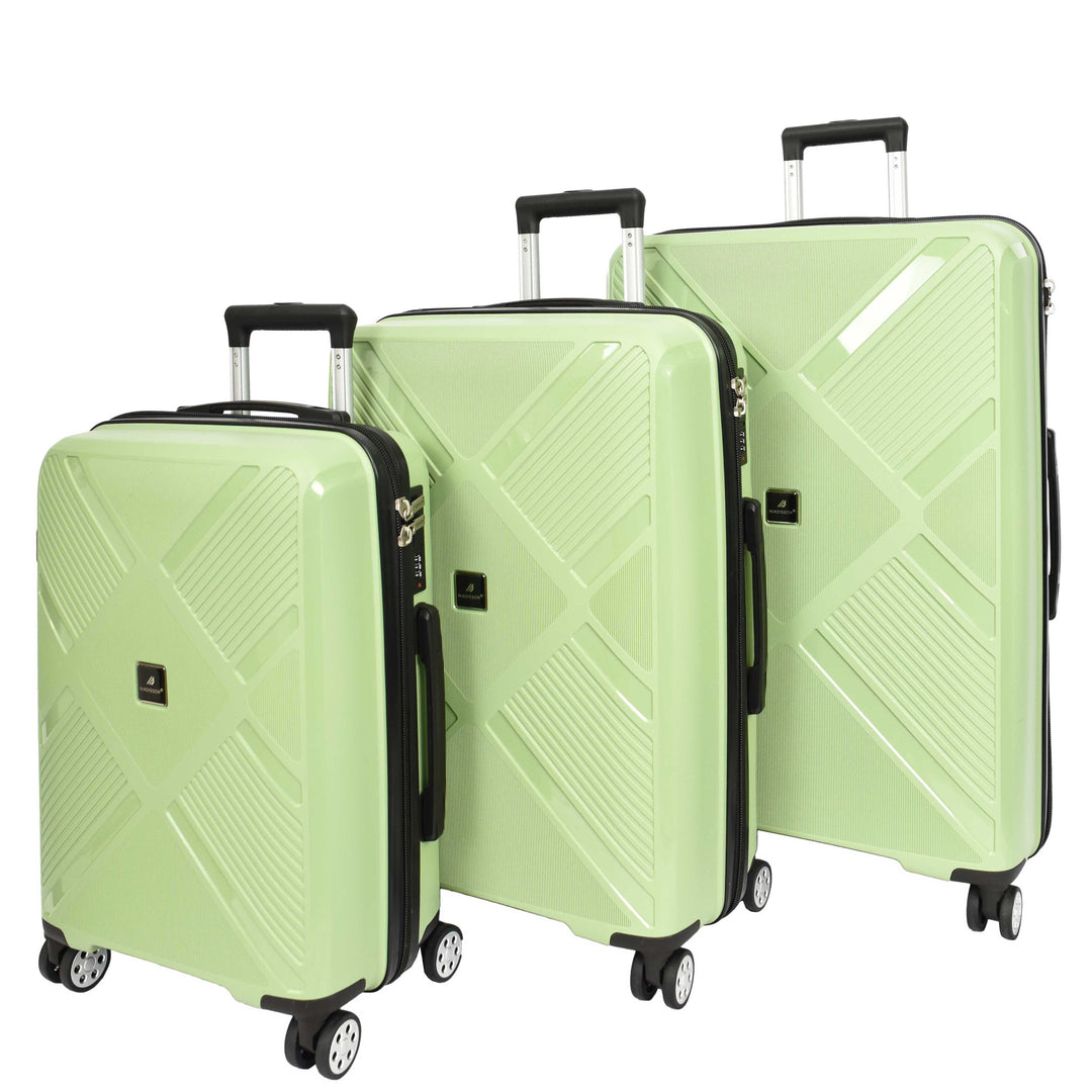 Hard Shell PP Luggage Set Wheeled Suitcases Skybourne Green 1