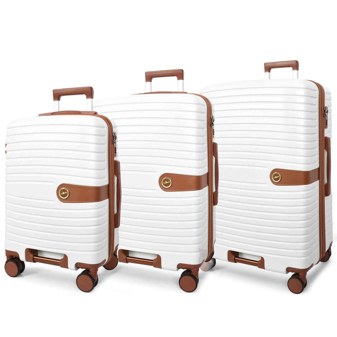 Four Wheel Hard Shell Travel Suitcase Durban White-1