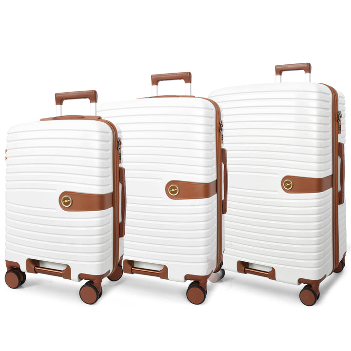 Four Wheel Hard Shell Travel Suitcase Durban White-1