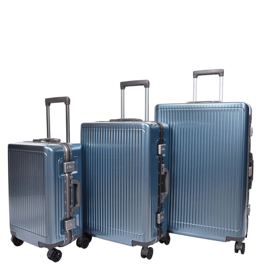 Four Wheel Suitcase Metal Frame Hard Shell Luggage Titan Blue