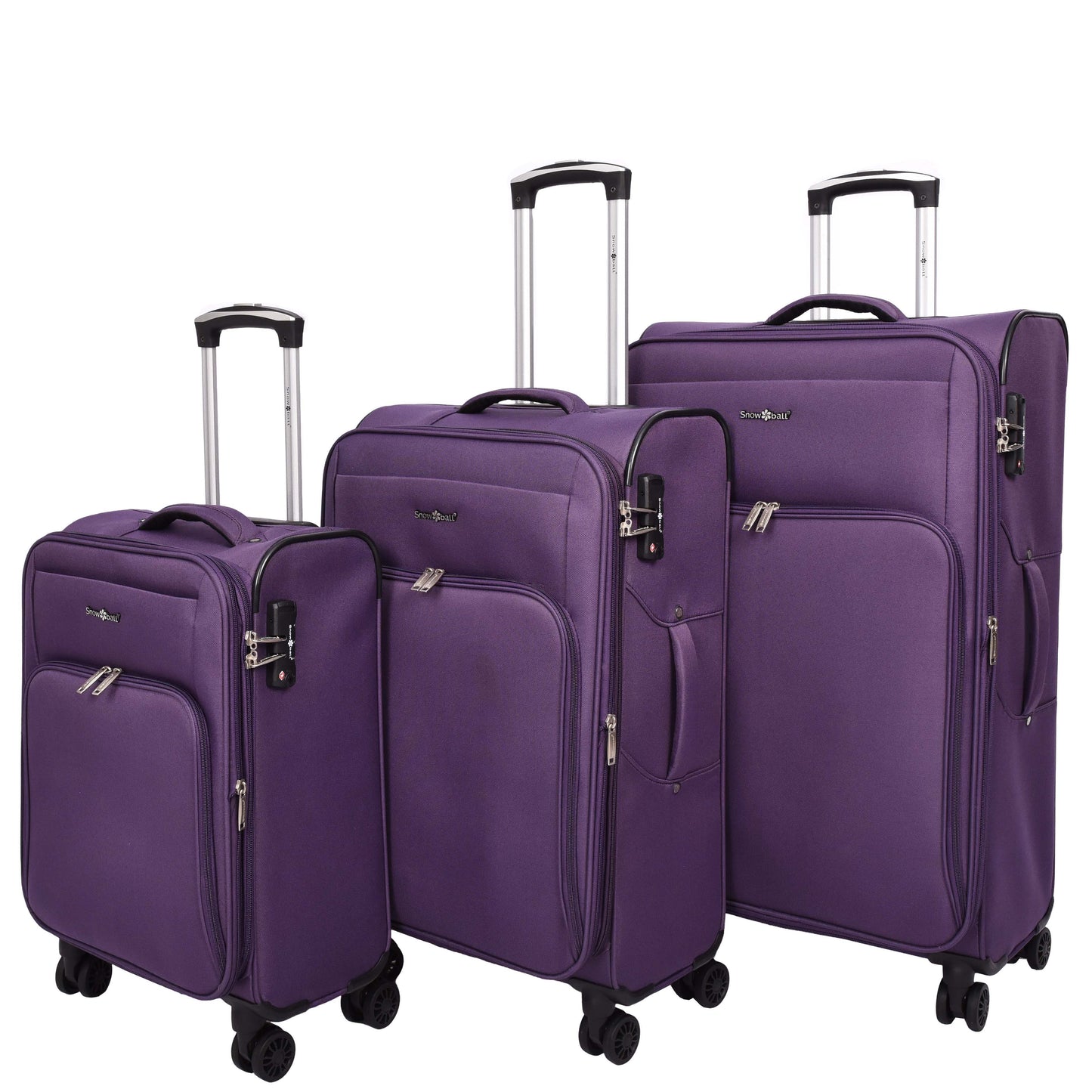 Lightweight Soft Suitcase 8 Wheel Expandable Luggage Pokeno Purple full set-1