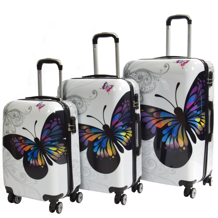Butterfly Print Hard Shell Four Wheel Expandable Luggage Suitcase