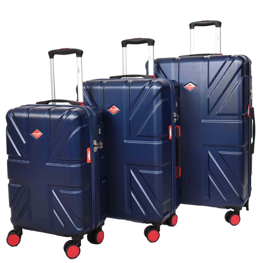 4 Wheel Spinner TSA Hard Travel Luggage Union Jack Navy- full set