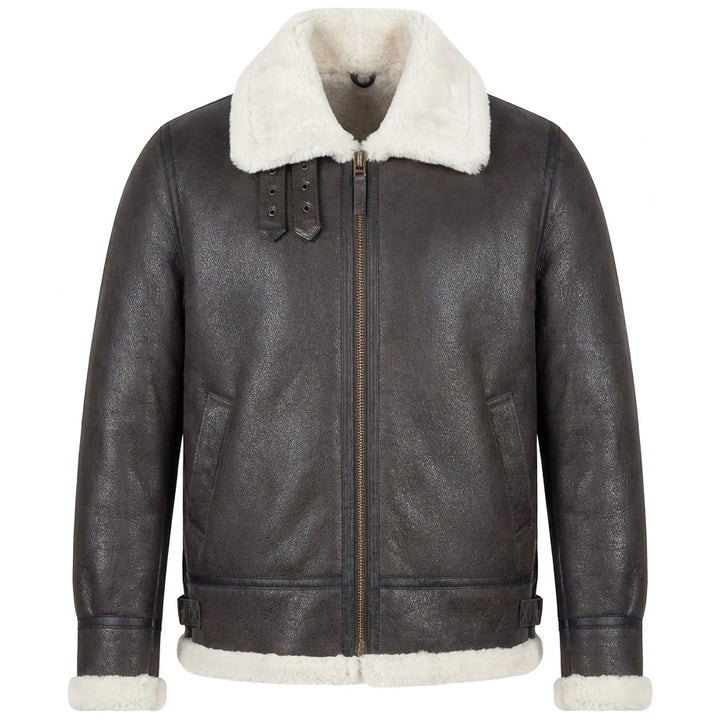 Men's Classic B3 Original Sheepskin Jacket Stone Vintage White
